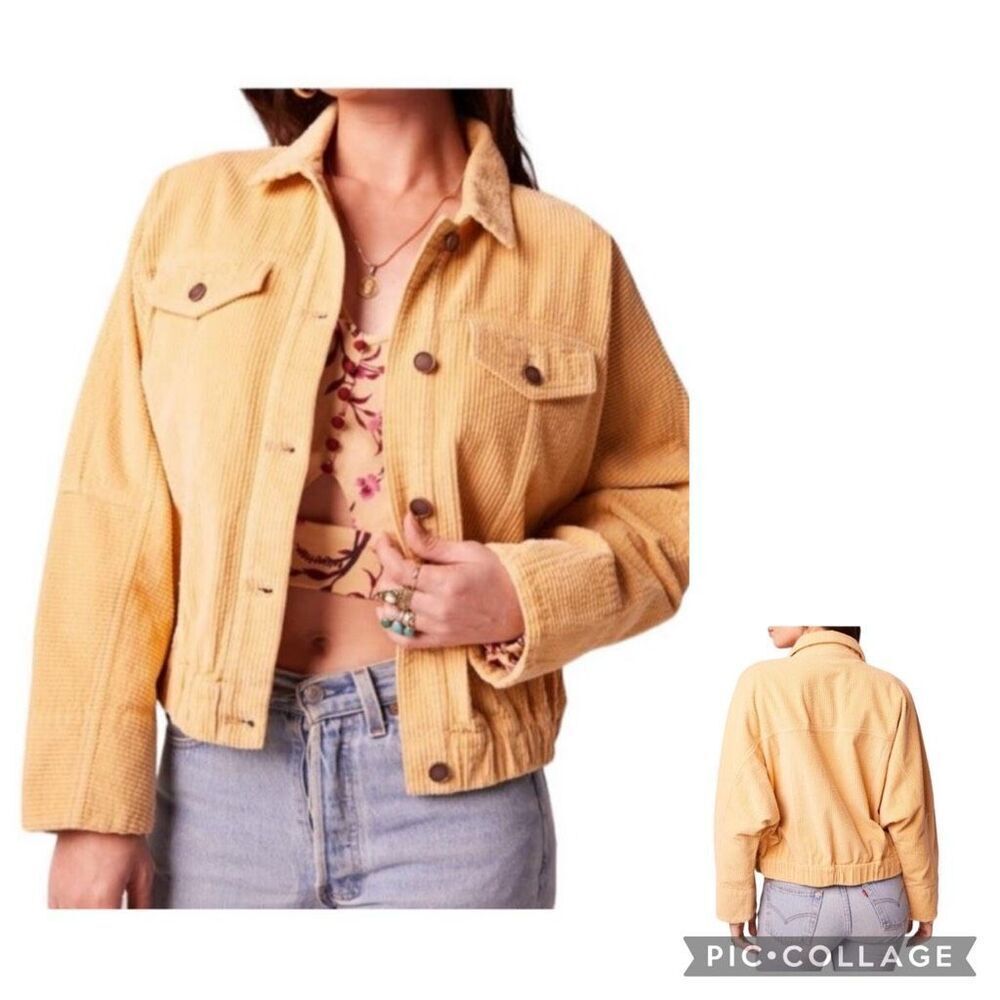 Brand of the Free Baggy Corduroy Sand Yellow Jacket Women Sz Small Chunk Dolman